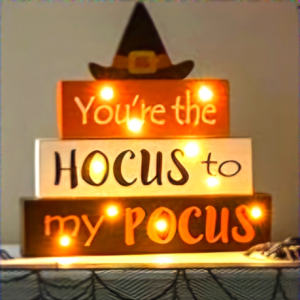 Halloween witch wooden block sign